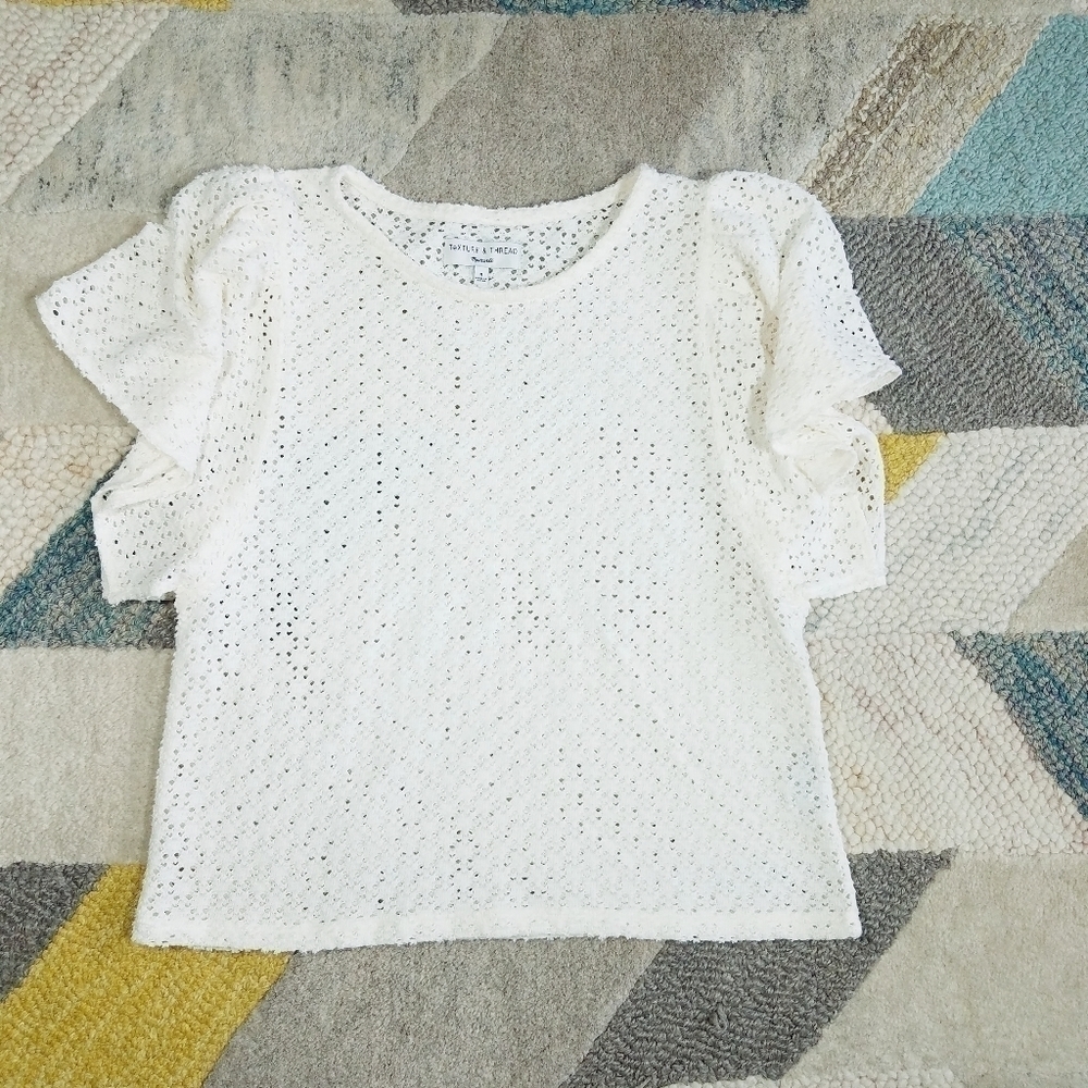 Madewell Texture & Thread Eyelet Flutter Sleeve